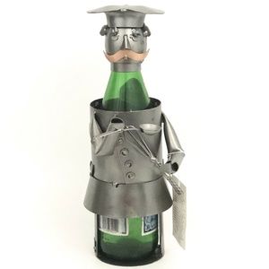 METAL CHEF WINE BOTTLE HOLDER KITCHEN BAR DECOR